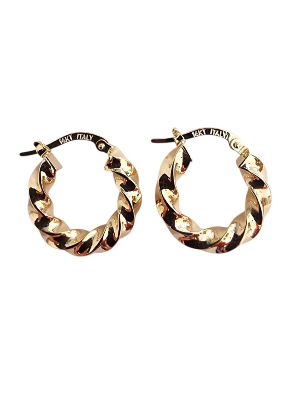 14K Yellow Gold Twisted Hoop Earrings #25533